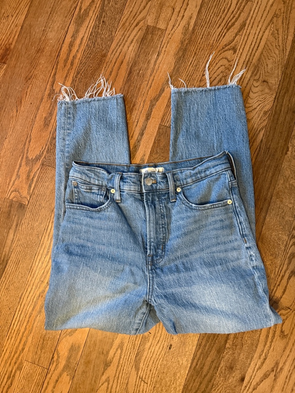 Madewell The Perfect Vintage Crop Jeans with Frayed Hem in Blue Sz 28